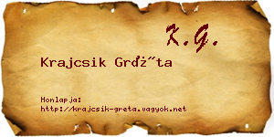 Krajcsik Gréta névjegykártya